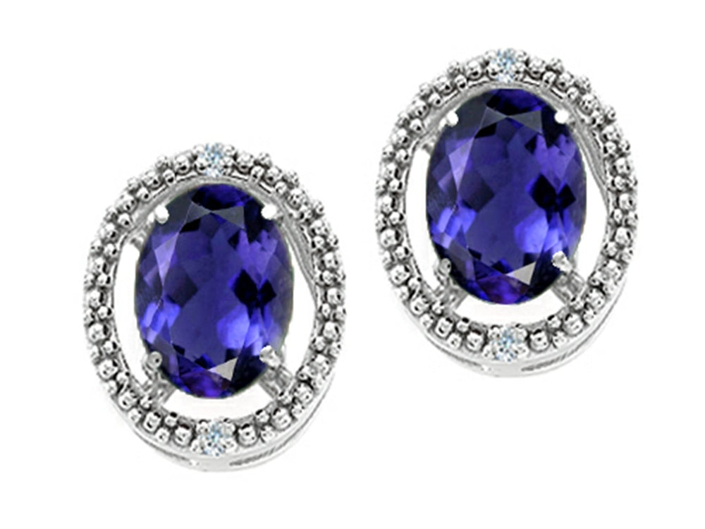 Tommaso Design Oval 8x6mm Genuine Iolite Earrings