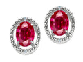 Tommaso Design Oval 8x6mm Created Ruby Earrings