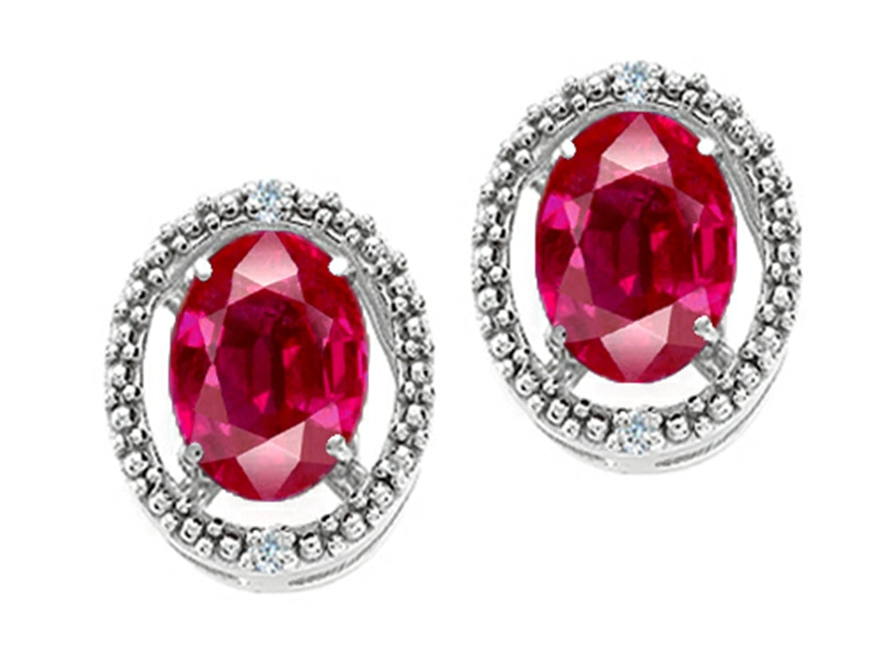 Tommaso Design Oval 8x6mm Created Ruby Earrings