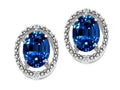 Tommaso Design Oval 8x6mm Created Blue Sapphire Earrings