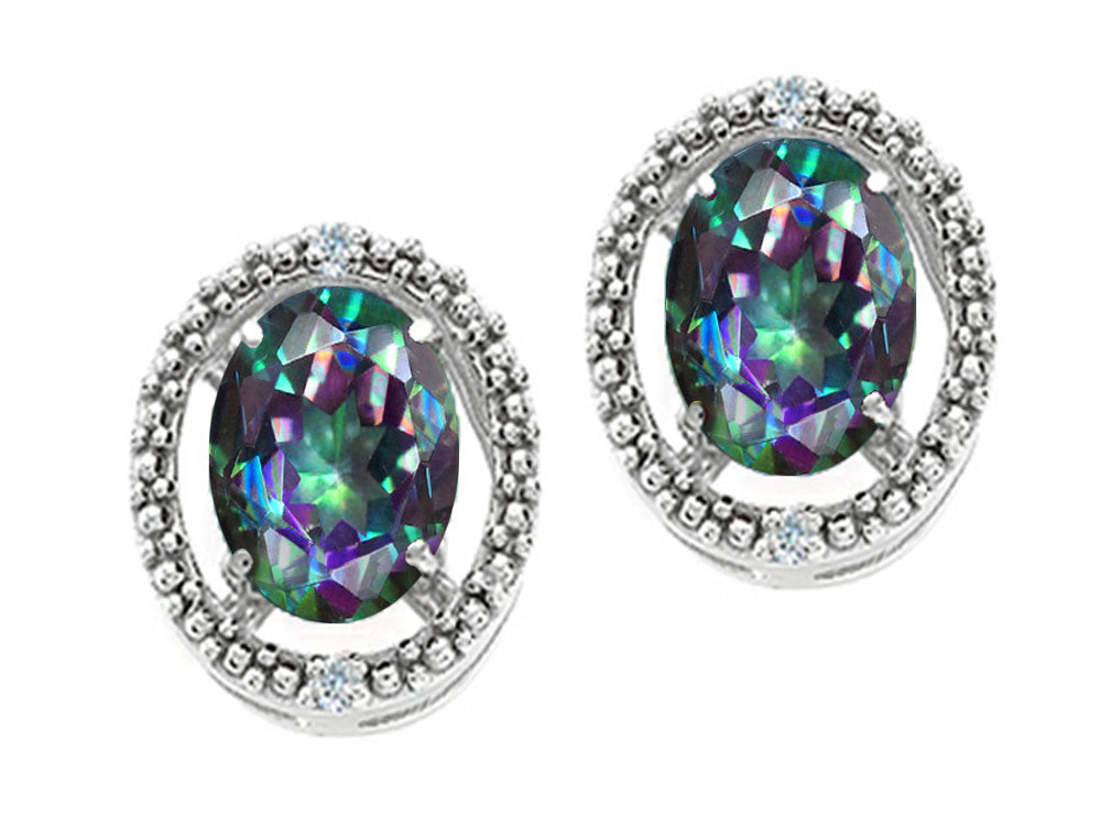 Tommaso Design Oval 8x6mm Rainbow Mystic Topaz Earrings