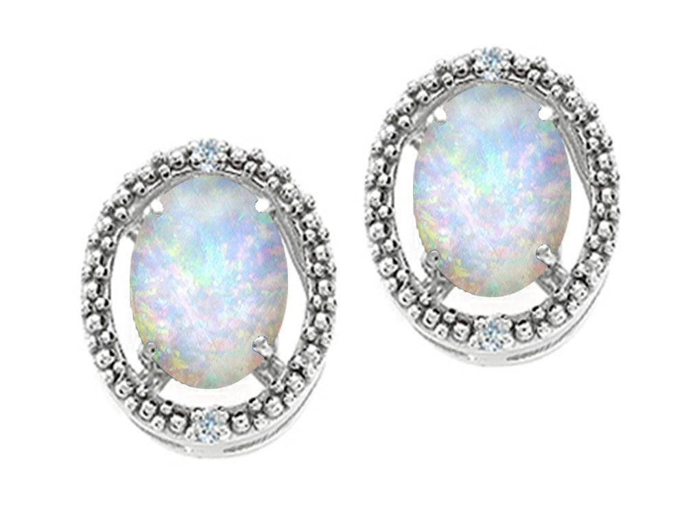 Tommaso Design Oval 8x6mm Genuine Opal Earrings