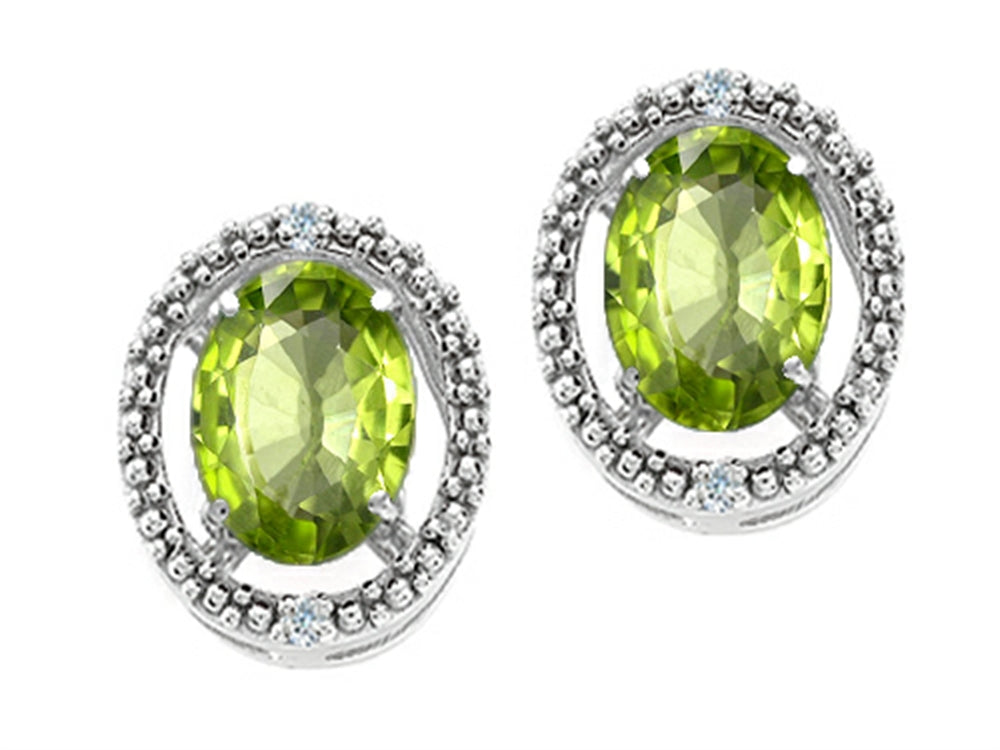 Tommaso Design Oval 8x6mm Genuine Peridot Earrings