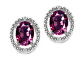Tommaso Design Oval 8x6mm Genuine Rhodolite Earrings