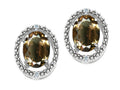 Tommaso Design Oval 8x6mm Genuine Smoky Quartz Earrings