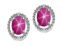 Tommaso Design Oval 8x6mm Created Star Ruby Earrings