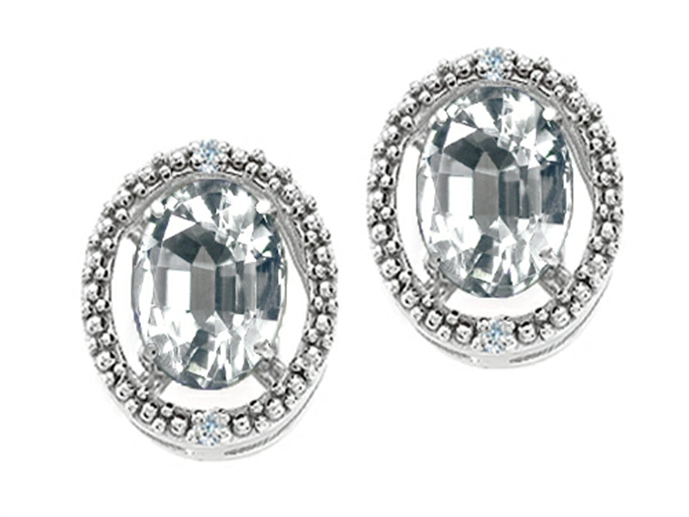 Tommaso Design Oval 8x6mm Genuine White Topaz Earrings