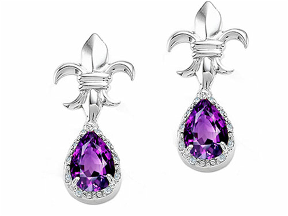 Tommaso Design Pear Shape 7x5mm Genuine Amethyst Earrings