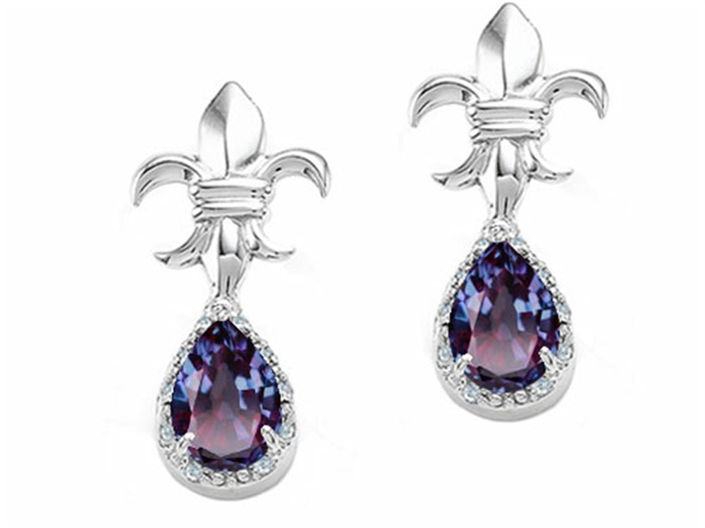 Tommaso Design Pear Shape 7x5mm Simulated Alexandrite Earrings