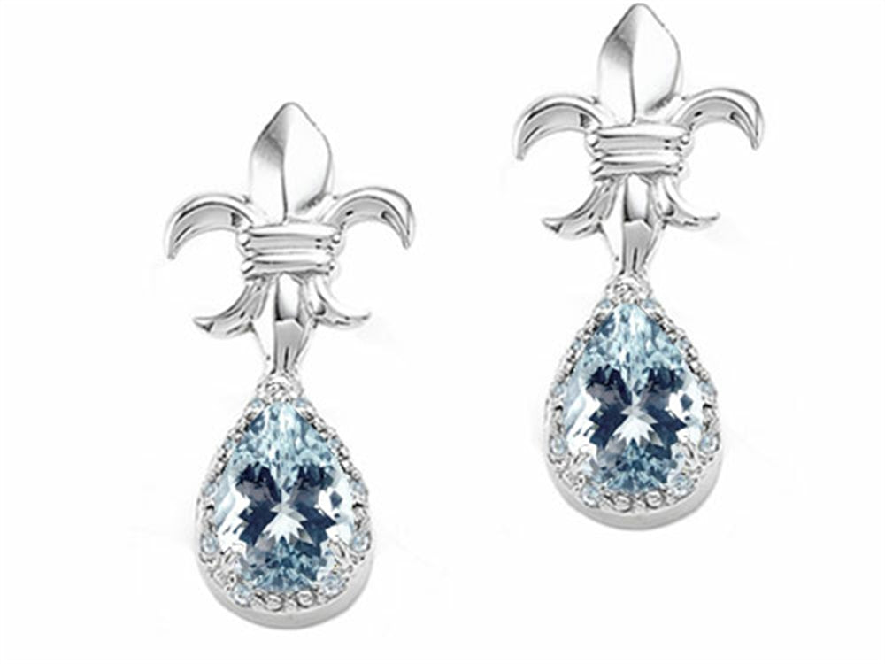 Tommaso Design Pear Shape 7x5mm Genuine Aquamarine Earrings
