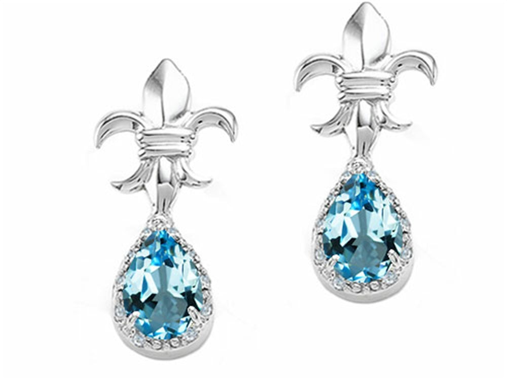 Tommaso Design Pear Shape 7x5mm Genuine Blue Topaz Earrings