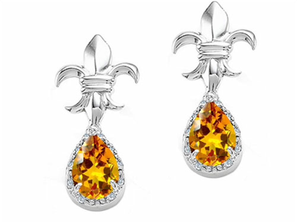 Tommaso Design Pear Shape 7x5mm Genuine Citrine Earrings