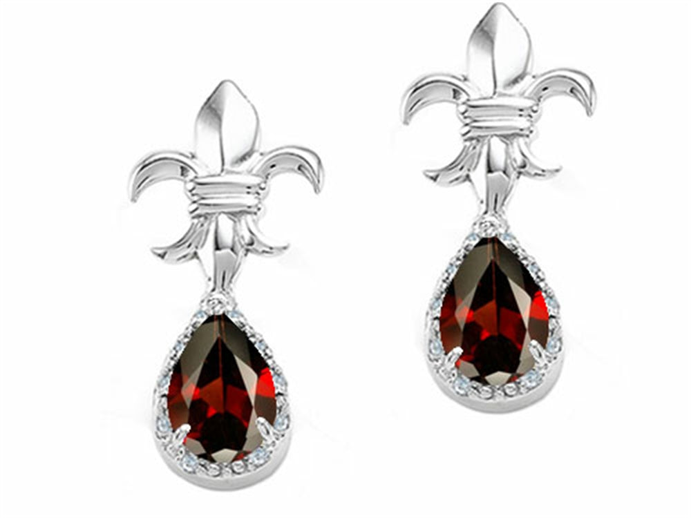Tommaso Design Pear Shape 7x5mm Genuine Garnet Earrings