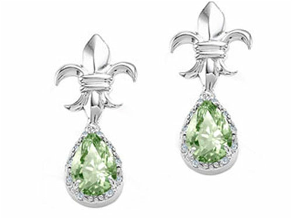 Tommaso Design™ Pear Shape 7x5mm Green Amethyst Earrings