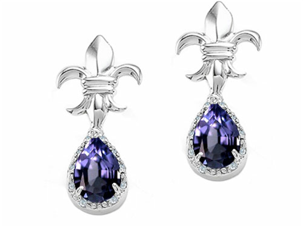 Tommaso Design Pear Shape 7x5mm Genuine Iolite Earrings