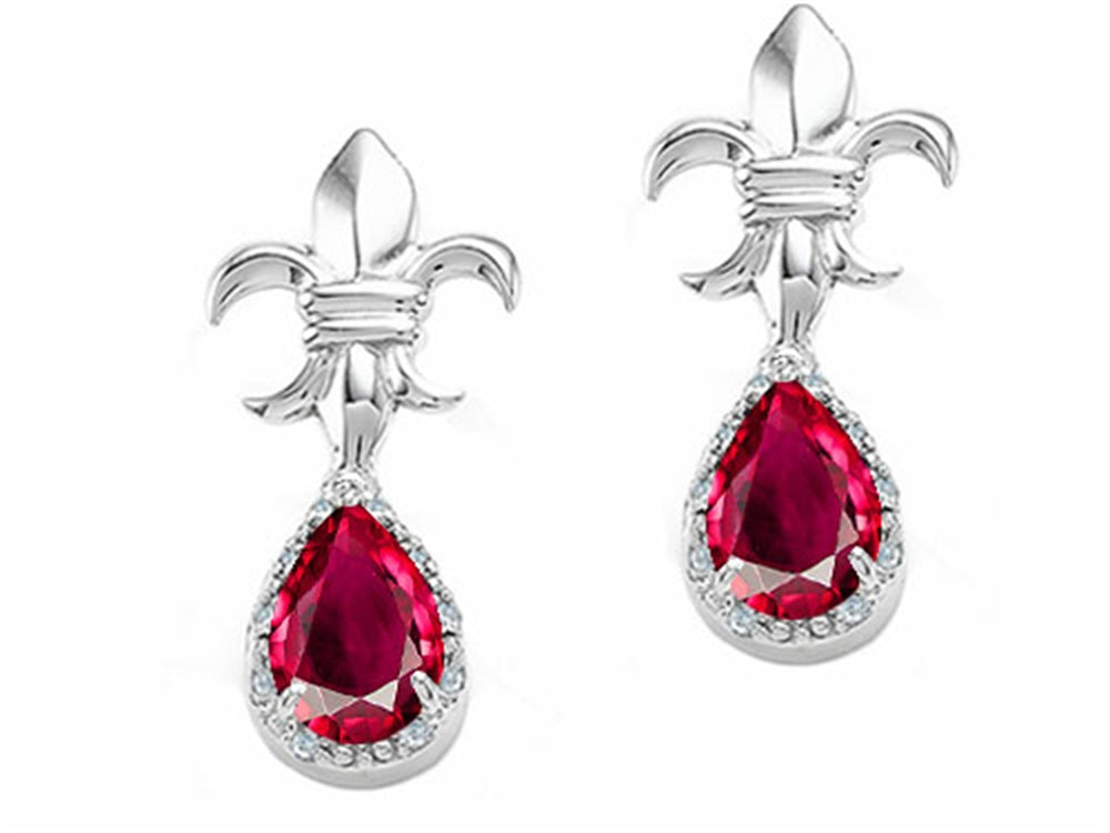 Tommaso Design Pear Shape 7x5mm Created Ruby Earrings