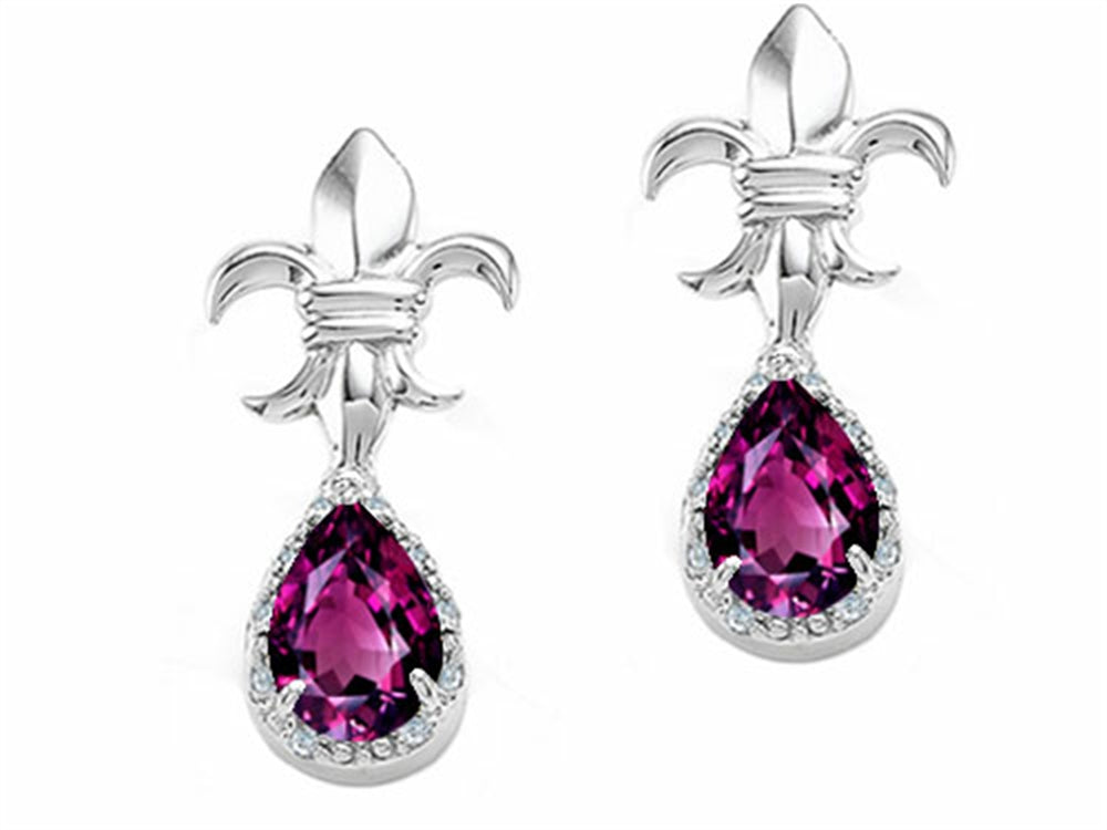 Tommaso Design Pear Shape 7x5mm Genuine Rhodolite Earrings
