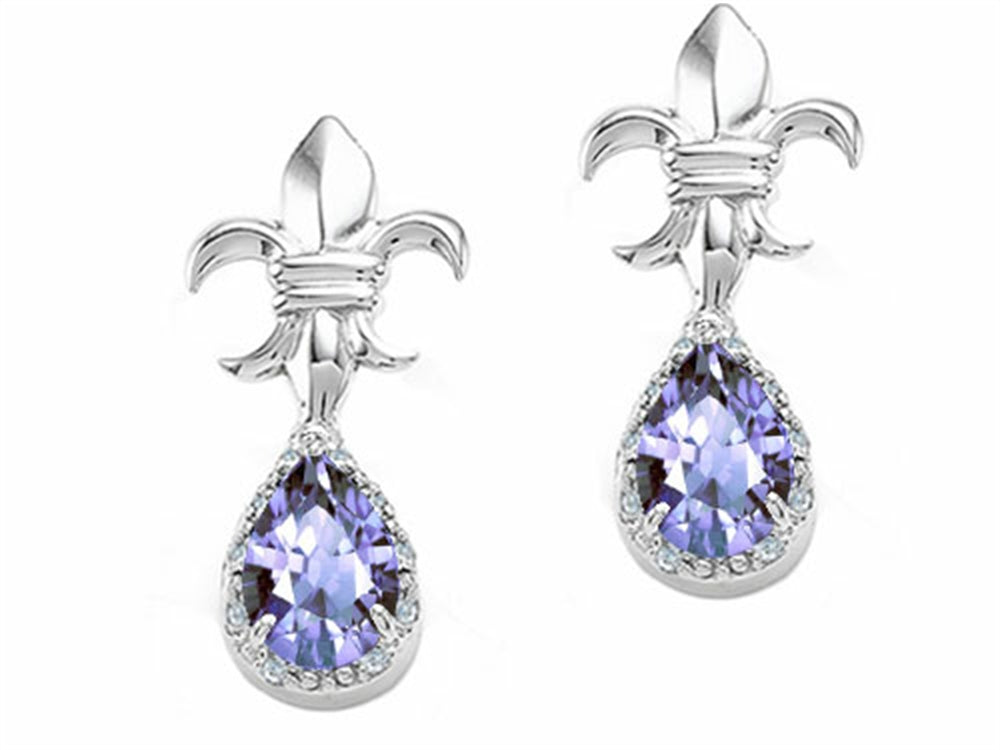 Tommaso Design Pear Shape 7x5mm Genuine Tanzanite Earrings
