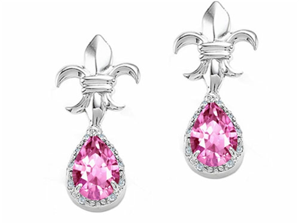 Tommaso Design Pear Shape 7x5mm Simulated Pink Tourmaline Earrings