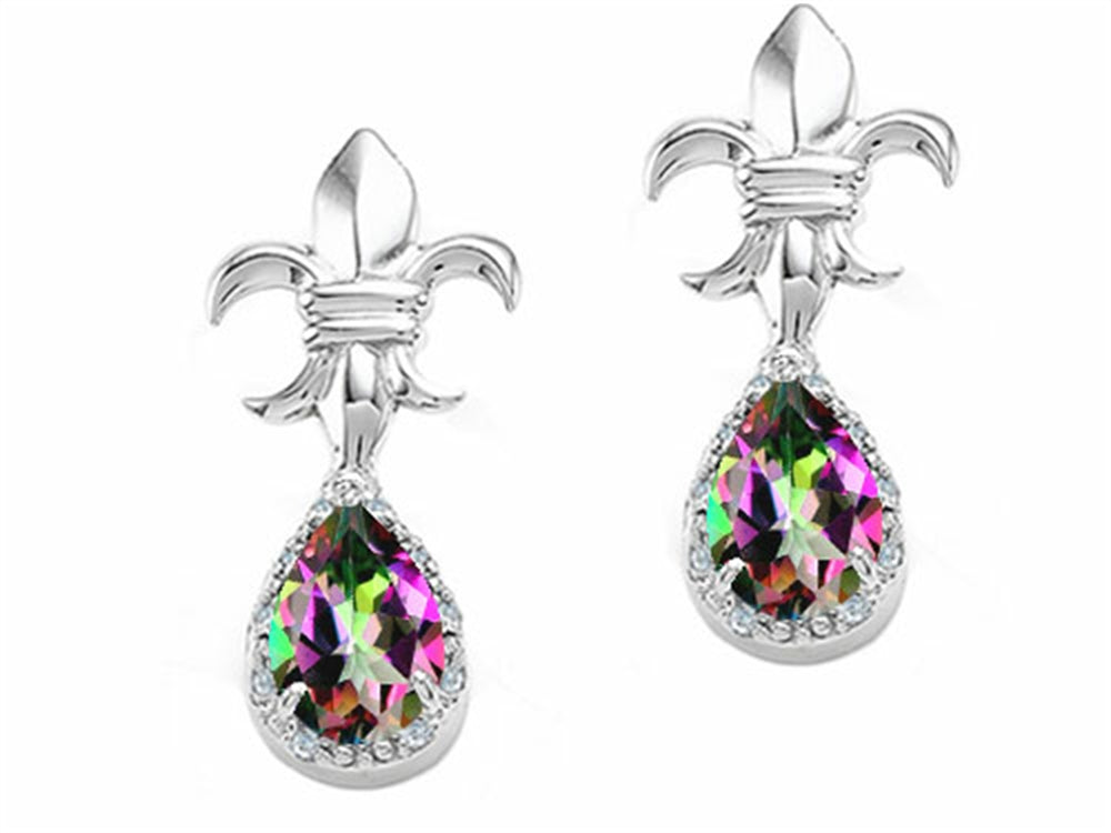Tommaso Design™ Pear Shape 7x5mm Mystic Rainbow Topaz Earrings