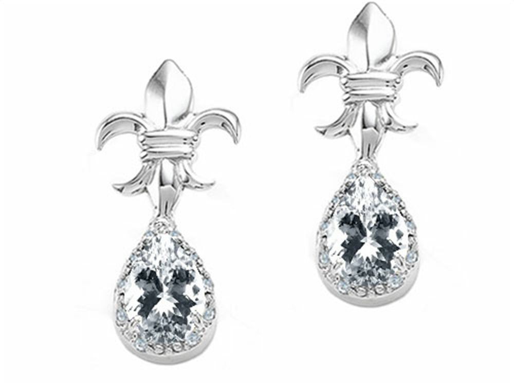 Tommaso Design Pear Shape 7x5mm Genuine White Topaz Earrings
