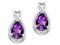 Tommaso Design Pear Shape 9x7mm Genuine Amethyst Earrings