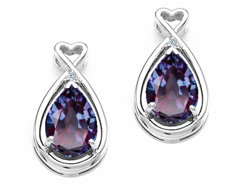 Tommaso Design Pear Shape 9x7mm Simulated Alexandrite Earrings