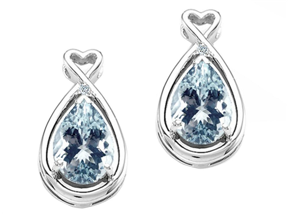 Tommaso Design Pear Shape 9x7mm Genuine Aquamarine Earrings