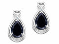 Tommaso Design Pear Shape 9x7mm Genuine Black Sapphire Earrings