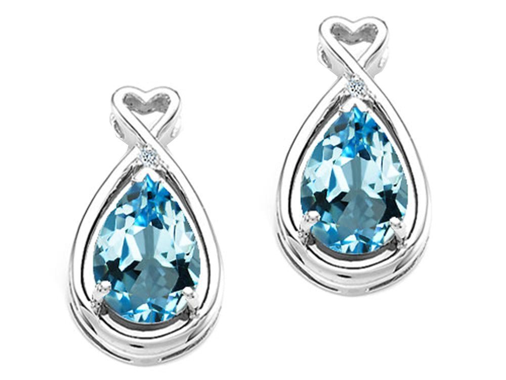 Tommaso Design Pear Shape 9x7mm Genuine Blue Topaz Earrings