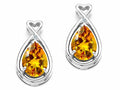 Tommaso Design Pear Shape 9x7mm Genuine Citrine Earrings