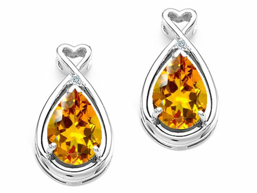 Tommaso Design Pear Shape 9x7mm Genuine Citrine Earrings