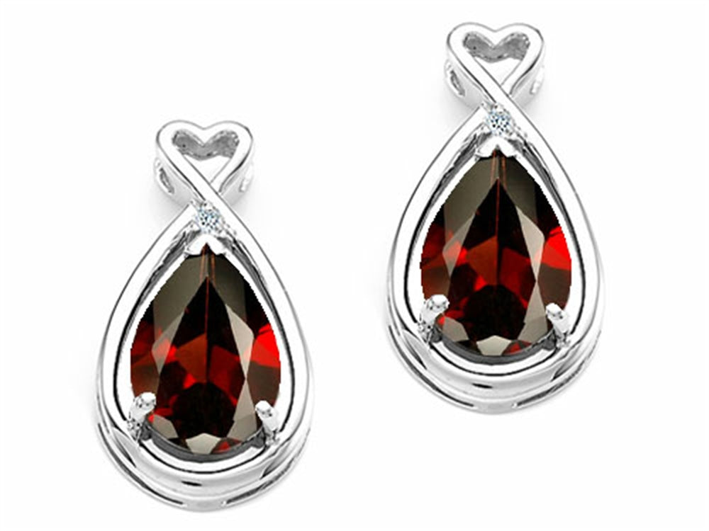 Tommaso Design Pear Shape 9x7mm Genuine Garnet Earrings