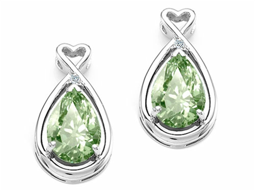 Tommaso Design Pear Shape 9x7mm Green Amethyst Earrings