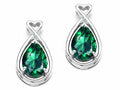 Tommaso Design Pear Shape 9x7mm Simulated Emerald Earrings