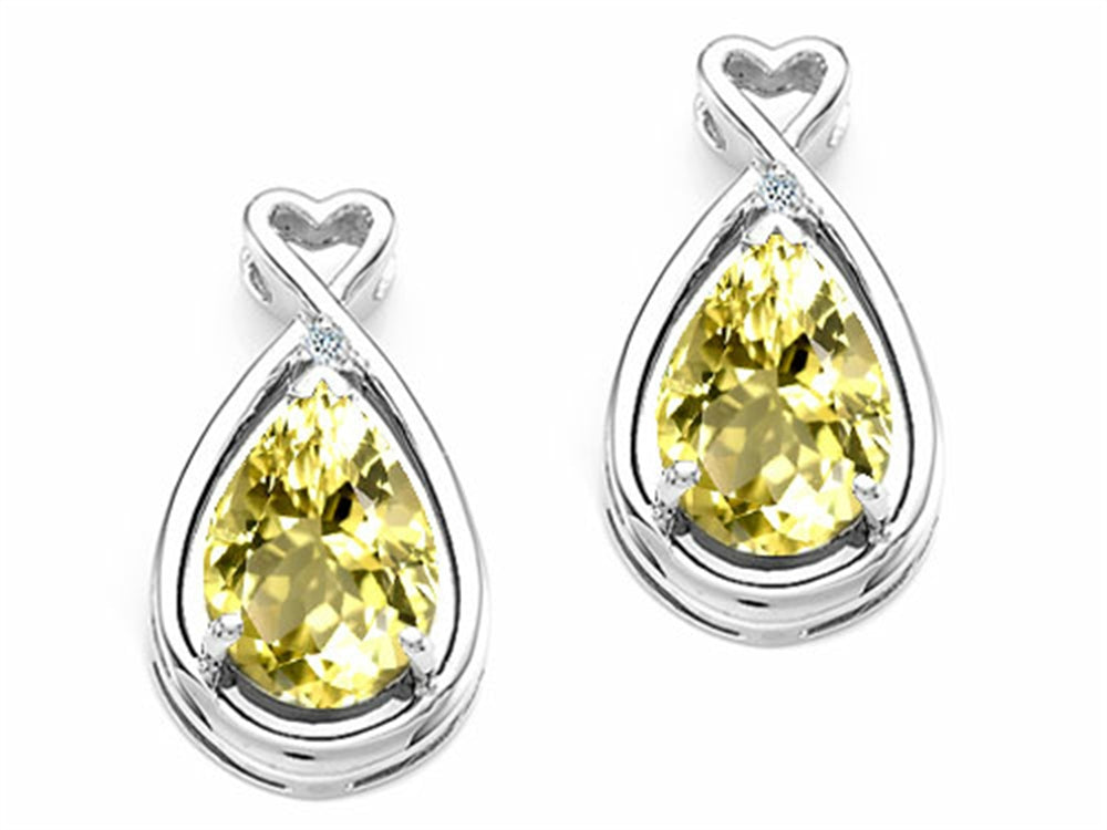 Tommaso Design Pear Shape 9x7mm Genuine Lemon Quartz Earrings