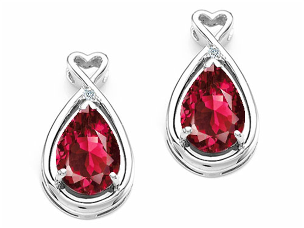 Tommaso Design Pear Shape 9x7mm Created Ruby Earrings