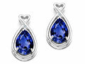 Tommaso Design Pear Shape 9x7mm Created Blue Sapphire Earrings