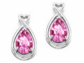 Tommaso Design Pear Shape 9x7mm Created Pink Sapphire Earrings