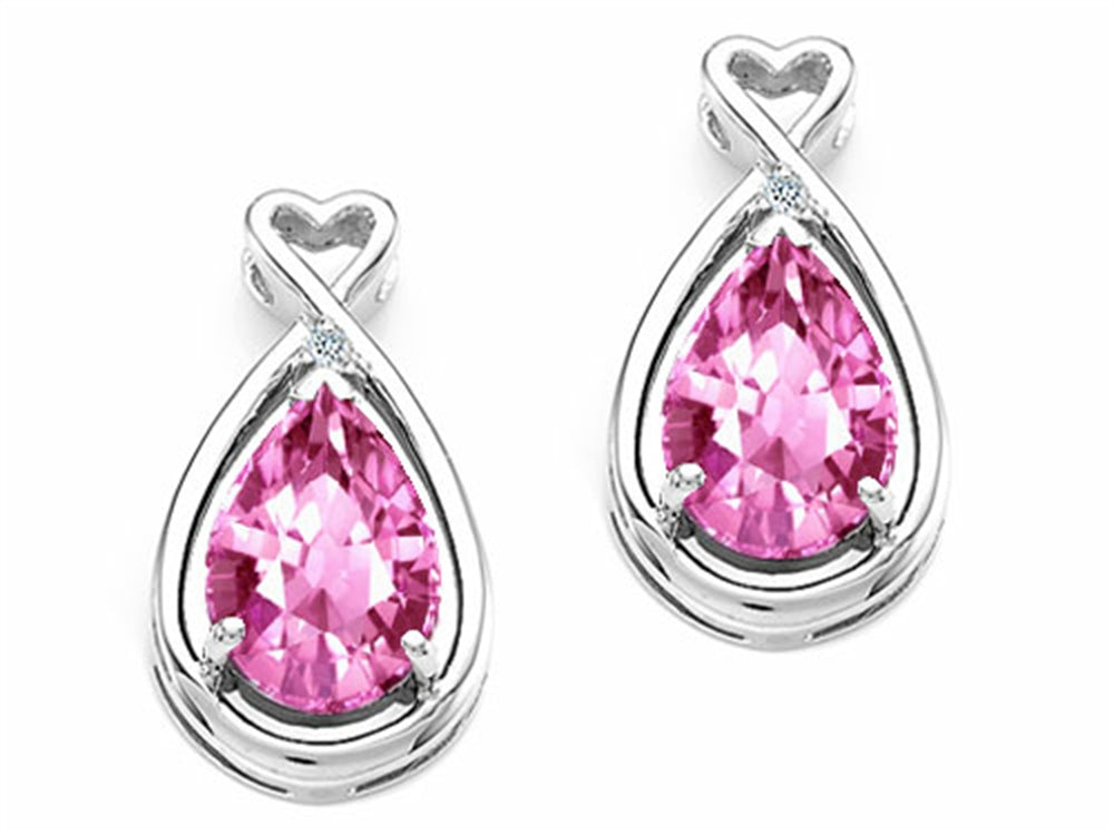 Tommaso Design Pear Shape 9x7mm Simulated Pink Tourmaline Earrings