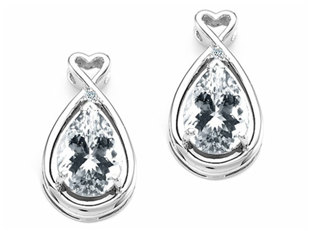 Tommaso Design Pear Shape 9x7mm Genuine White Topaz Earrings