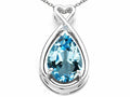 Tommaso Design Pear Shape 11x8mm Genuine Blue Topaz Pendant Necklace