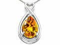 Tommaso Design Pear Shape 11x8mm Genuine Citrine Pendant Necklace