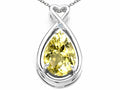 Tommaso Design Pear Shape 11x8mm Genuine Lemon Quartz Pendant Necklace