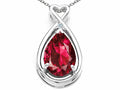 Tommaso Design Pear Shape 11x8mm Created Ruby Pendant Necklace