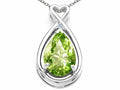 Tommaso Design Pear Shape 11x8mm Genuine Peridot Pendant Necklace