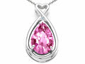 Tommaso Design Pear Shape 11x8mm Created Pink Sapphire Pendant Necklace