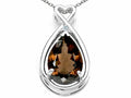 Tommaso Design Pear Shape 11x8mm Genuine Smoky Quartz Pendant Necklace