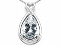 Tommaso Design Pear Shape 11x8mm Genuine White Topaz Pendant Necklace