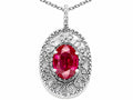 Tommaso Design Oval 9x7mm Created Ruby Filigree Pendant Necklace